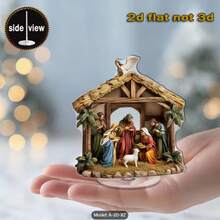 传统圣诞场景亚克力标牌 - 适合家庭、办公室和咖啡厅的桌面耶稣降生装饰 - 耐候波西米亚风格节日装饰品 - 独特的礼物创意 - 彩色 - 查看 7