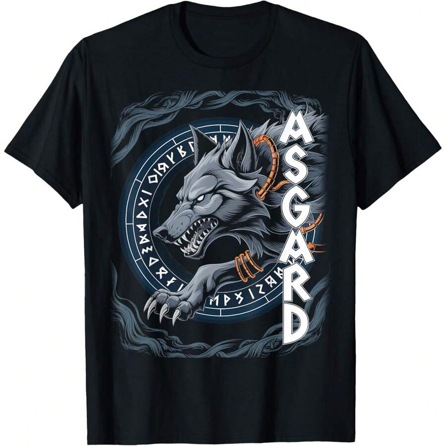 Wolf Of Odin ASGARD Celtic Runes Valhalla Norse Mythology T-Shirt - Black - View 1