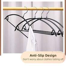 Kleiderbügel Metall (42 cm) – 10 Stück Platzsparende Kleiderbügel für Erwachsene,1,2cm Dick,Keine Schulter Bumps No Mark, Belastbar mit Schwerer Kleidung,Bügel mit rutschfest Nut für Mäntel, Hosen,Schwarz - Noir - Voir 5