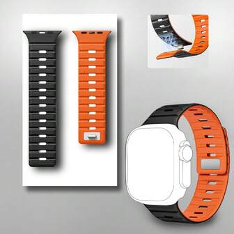 Magnetic Watch Band Compatible With Apple Watch 44mm 45mm 46mm 49mm 42mm 41mm 40mm 38mm Silicone Sports Watch Strap For Men Women For Ultra Series 11 10 9 8 7 6 5 4 Se 3 2 1