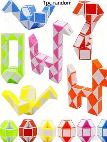 1pc Magic Snake Cube | Stress Relief Toy For Kids | Suitable For 4-8 Years Old Children, Travel Toy | Great Gift For Boys, Girls, Birthday, Holiday Parties - Multicolor - View 8
