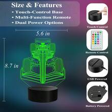 Regalo de coche de carreras para niño, luz de una noche con control remoto, cambio de 16 colores, temporizador, modo de parpadeo RGB y regulable, merchandising de coche de carreras para niños - Color 3 - Ver 6