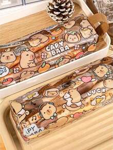 Estuche de lápices con diseño de rata de agua de material PVC - Bolsa con cremallera de gran capacidad y una sola capa - Estuche impermeable para lápices, apto para la escuela y la oficina, puede almacenar documentos, bolígrafos, lápices, marcadores, etc. - Multicolor - Ver 2