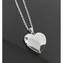 Collar Relica para Fotos de Acero Inoxidable Corazón oyería para - Plateado - Ver 5