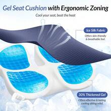 Gel Seat Cushion For Office Chair And Car Seat With Ergonomic Zoning Memory Foam Chair Cushion For Sciatica Lower Back Tailbone Pain Relief And Intimate Ventilation Non-Slip And Airy Cover - 藍色 - 查看 7