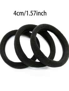 100pcs Women's Black, Fashionable Simple, High Elasticity Thick Hair Scrunchies, Suitable For Everyday Use And Gift Giving Hair Ties Ponytail Holders Hair Elastics Hair Rope, Hair Bobbles ,Gym Sport Outfit - màu đen - Xem 5