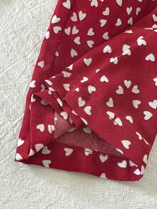 女童时尚爱心印花荷叶边下摆无袖连体裤+腰带