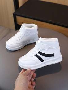 New Kids Sports Shoes Running Shoes Casual Shoes Mid-Top Leather Shoes, Soft Bottom Toddler Walking Shoes, Unisex - Black - View 2