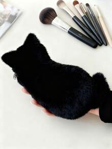 1个可爱猫咪毛绒化妆刷包，卡通大容量文具/化妆品包，创意礼物，适合女性和女孩，柔软舒适的个性化化妆包 - 彩色 - 查看 10