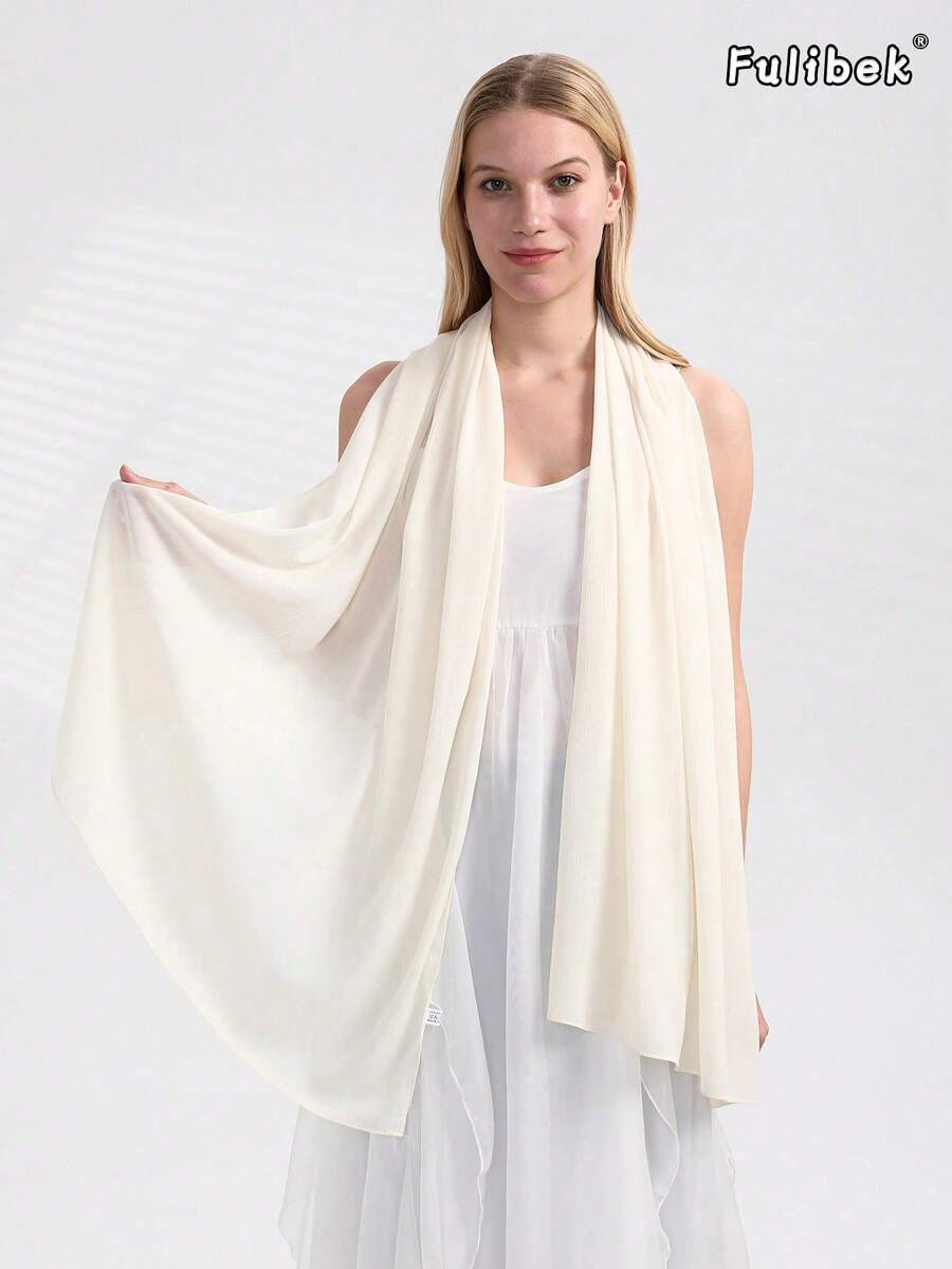 1 pieza Nuevo Pañuelo de Gasa Arrugada para Mujer, Chal Versátil Adecuado para Todas las Estaciones - Multicolor - Ver 1