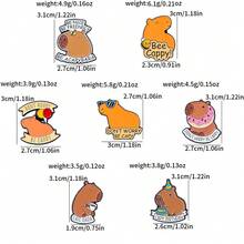 1/7 pièces Broche animale créative Capybara mignon Pin émail métal Insigne Bijoux Vêtements Sac à dos Accessoires Cadeau pour amis - Multicolore - Voir 2