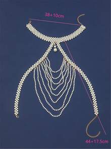 Elegant Vintage Style Multi-Layer Tassel Faux Pearl Women Shoulder Chain - Suitable For Weddings And Parties - White - View 2