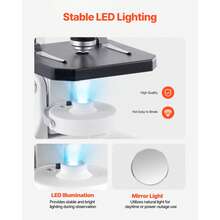 Microscope For Kids Adults, 40X-2000X Professional Compound Microscope Mobile Phone Adapter With LED Light, For Laboratory, School, Home, Education - 查看 6