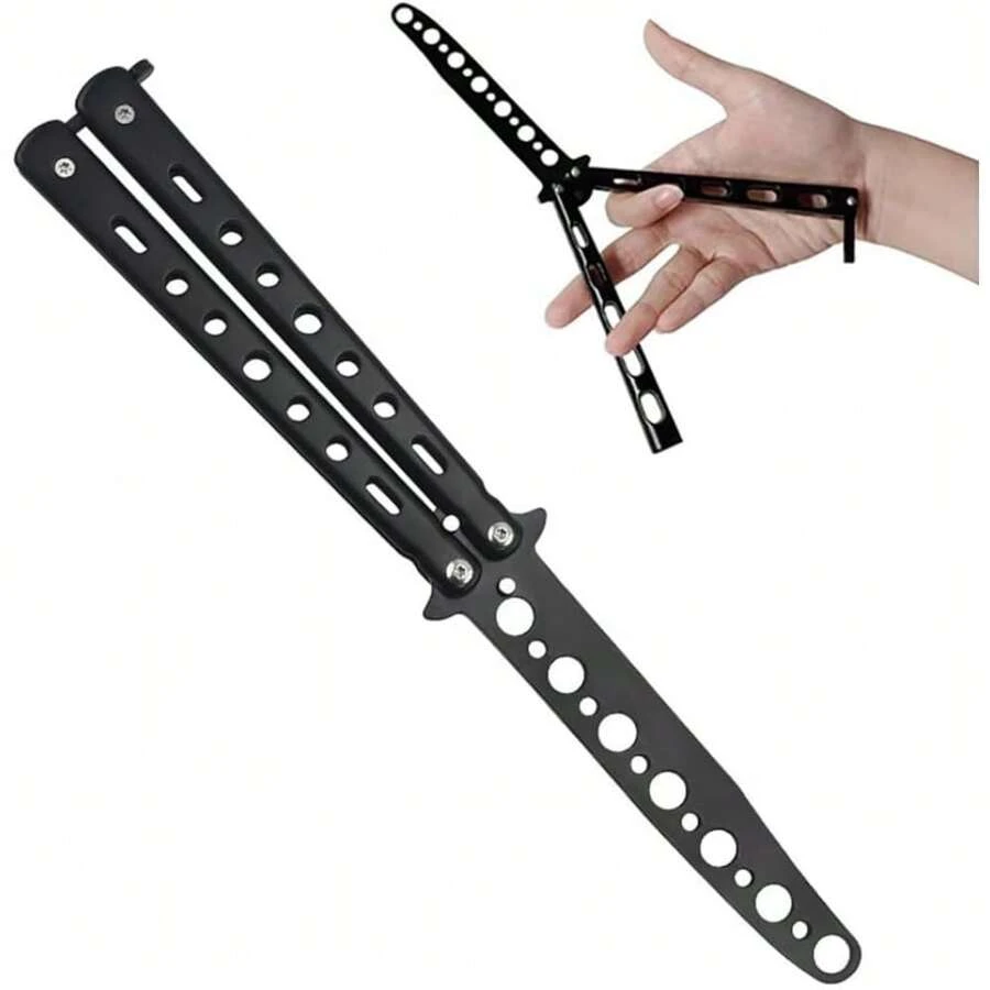 Butterfly Training Practice Tool, Stainless Steel Foldable Comb With No Sharp Teeth, Used For Skill Flipping Tricks, An Ideal Gift For Fathers And Boys. - B - View 1