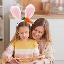 Diademas de Pascua para mujeres y hombres, bandas esponjosas para el pelo de orejas de conejo, diadema de zanahoria, accesorios para el cabello de Pascua, 1 - Estilo-01 + Grande - Ver 3