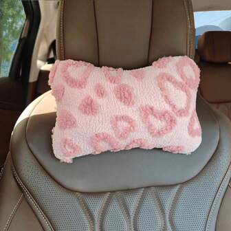 1pc Car Neck Pillow, Plush Particle Filled, Suitable For All Seasons, Women Car Interior Decor