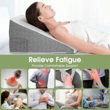 Triangular Sleeping Wedge Pillow Adult Anti-Reflux Pillow Bed Reading Pillow Bed Backrest With Washable Cover With Pockets - Grey - View 5