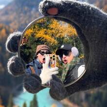 旅行自拍凸面镜,广角玻璃镜,小圆镜,可记录脚印,手持摄影道具,适合户外旅行摄影和家居装饰 - 彩色 - 查看 6