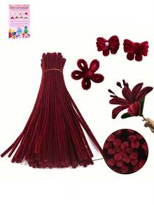 51/101/201/301 chiếc dây kẽm nhung đỏ dùng để trang trí nhà cửa, đồ dùng thủ công tự làm và thẻ hướng dẫn, dây kẽm nhung hình hoa, đồ trang trí ngày lễ. - Ancora đỏ - Xem 15