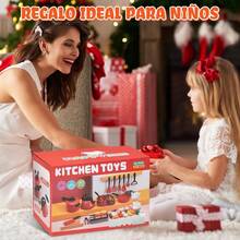 EPANO 82pcs Juego de Cocina y Arcilla Juguetes interactivos para Padres e Hijos Juego con induccion y Vajilla Hervidor Juego de Cocina Educativo Regalo de Fiesta Cocina-B82Conveniente y duradero, favorito para niños - Multicolor - Ver 8