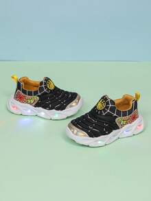 Comfortable & Fashionable LED Lighting Mesh Breathable Sports Shoes, Suitable For Boys And Girls - Casual, Shock-Absorbing, All-Season Anti-Slip Outdoor Running And Walking Shoes - Black - View 5