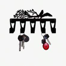 CIFbuy Móc treo chìa khóa hình chim và cây tự nhiên - Nghệ thuật trang trí tường bằng kim loại phong cách nông thôn với 5 móc cho lối vào, phòng khách và hành lang, giá đựng chìa khóa bằng sắt cổ điển, trang trí nhà nông thôn mộc mạc, giá treo tường tiết kiệm không gian, chất lượng bền bỉ, điểm nhấn trang trí nhà đa năng, ý tưởng quà tặng hoàn hảo cho việc sắp xếp và tạo phong cách. - Nhiều màu - Xem 7