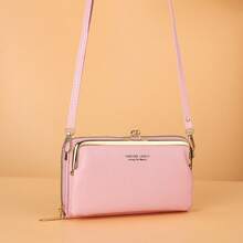 Bolso bandolera de gran capacidad con doble capa para teléfono de mujer - Rojo - Ver 4