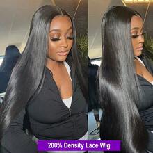 Put And Go Glueless 5*5 Lace Closure Wig And 13X4 13*6 Lace Front Straight Wig For Women Pre Plucked Remy Glueless Brazilian HD Transparent Lace Frontal Wig 200% Density Long Length Human Blended Hair Lace Wigs Natural Black Color - Natural & Black - View 5