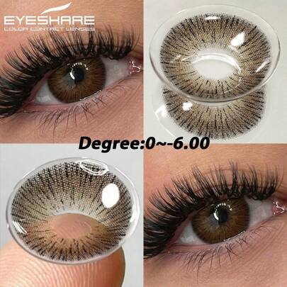  Eyeshare 1 par de lentes de contacto de color con receta para miopía, lentes de chocolate desechables anuales