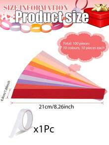 50/100/200pcs Paper Chain Garland, DIY Handmade Chain Strips, With Double-Sided Adhesive Tape, Suitable For Birthday Party Decoration, Valentine's Day Theme Party - Multicolor - View 8