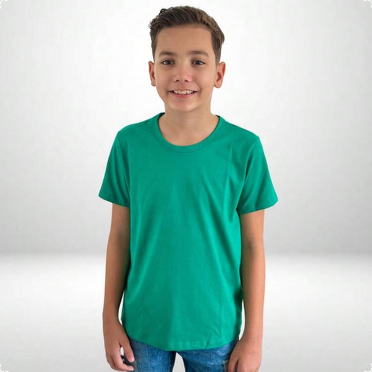Girls' Short-Sleeve T-Shirt, 100% Cotton - 綠P - 查看 1