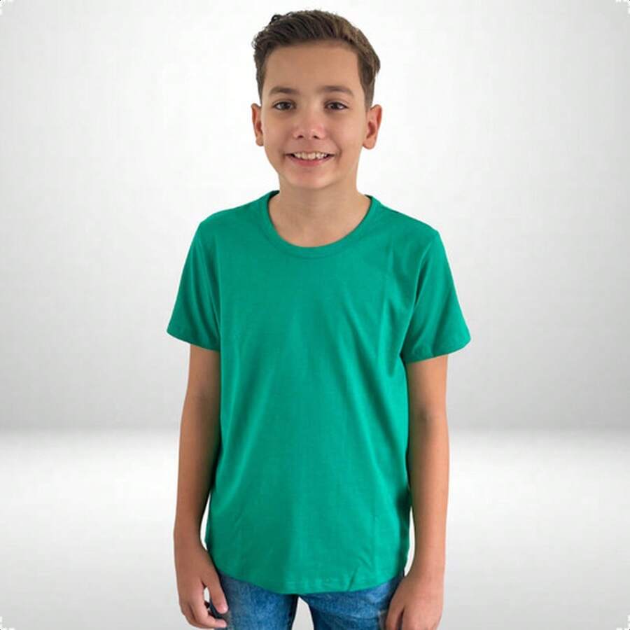 Girls' Short-Sleeve T-Shirt, 100% Cotton - 綠P - 查看 1