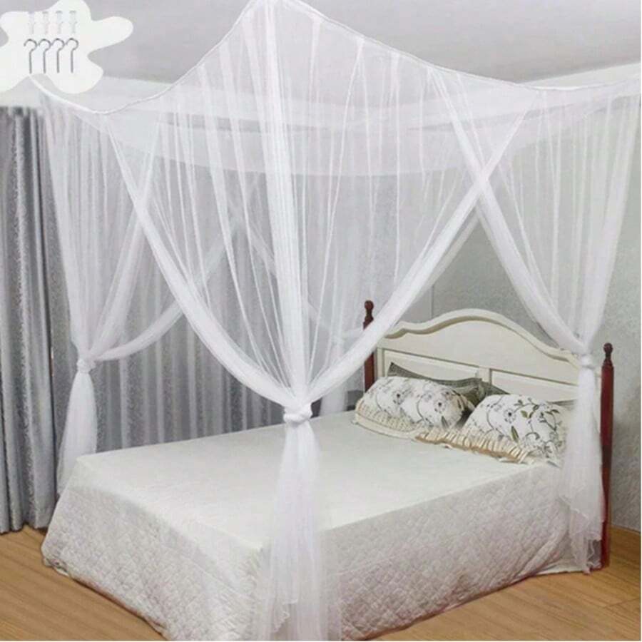 Four-Sided Mosquito Net Outdoor Mosquito Net, Home Mosquito Net, Bed Cover, Mosquito Net Curtain, Bed Cover Mosquito Net Set, Mesh Canopy Curtain - 白色 - 查看 1