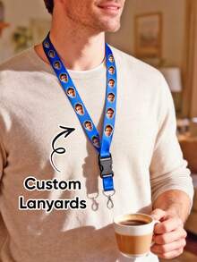 1pc Customized Photo Lanyard - Personalized Portrait Printed Neck Strap, 5 Color Options, Soft & Durable Material, Suitable For Daily Use, Perfect For Holding Phone, ID Card, Keys, Access Card, USB, Camera, Name Tag, Etc. - Multicolor - View 4