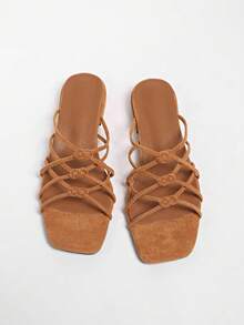 New Handmade Hollow Out Niche Design Sandals, Gold Color, French Style, Suitable For Summer Wear - Brown - View 8