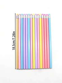 Macaroon Triangle Pencil Bright Basswood With Rubber Pencil Sketch Painting Learning Stationery. - Multicolor - View 2