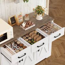 Sideboard, Kitchen Cabinet With 3 Drawers And 3 Doors For Kitchen, Buffet Cabinet With Worktop, For Dining Room, Living Room, Wood - 彩色 - 查看 5