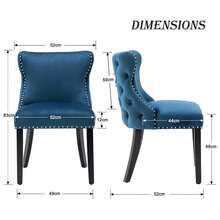 WAHSON OFFICE CHAIRS 2PCS Wahson Velvet Dining Chairs, Solid Wood Chair Chairs Chair For Restaurant - 藍色 - 查看 3
