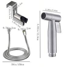1 Set Handheld Bidet Sprayer Kit, Durable Material Douche Sprayer With Adjustable Water Flow, Includes Bidet Sprayer + Hanger + 59in Flexible Hose, Bathroom Upgrade - Silver - View 3