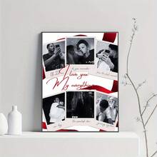 1pc Couples Photo Collage Custom Poster, Romantic I Love You Custom Poster,Editable Anniversary Or Boyfriend Gift,Room Decor, Room Decoration Stuff, Room Stuff,Optional Frame - Multicolor - View 10