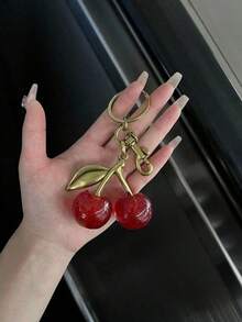 1pc Cherry Pendant Accessory, Women's Bag Or Keychain Charm, Cherry Decor, Personalized Bag Charm, Women's Valentine's Day Souvenir, Car Accessory, Bag Charm, School Letter Cute Y2K SSMI - 勃根地 - 查看 8