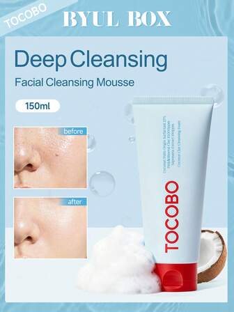 TOCOBO Coconut Clay Cleansing Foam 150ml - Deep Pore Cleanser | Oil Control, PH-Balanced, Vegan Korean Skincare