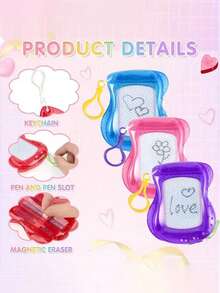 1pc/3pcs Erasable Mini Whiteboard Keychain Series, Suitable As Luggage And Car Key Chains. The Small Whiteboards Are Excellent Teaching Tools For Home And School, Also Can Be Used As Fun Gifts Or Prizes For Classroom, After-School, Parties, Birthdays (Random Keychain Colors) - Multicolor - View 6