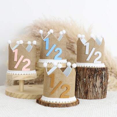 Bohemian Style Coarse Linen Birthday Crown Hat, Suitable For 1.5 Years Old Children - Suitable For Boys And Girls - Party Headpiece, Photo Prop, Arts And Crafts Supplies