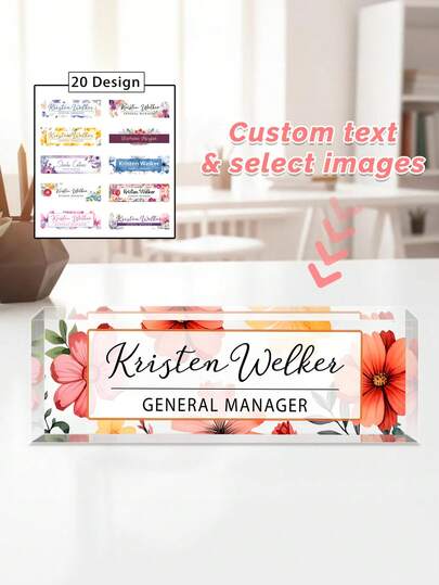 1pc Personalized Acrylic Custom Name Plates For Office Desks,Customize Text,20 Styles,Custom Desk Name Plate Personalized, Acrylic Name Plate For Desk, Office Desk Decor For Women And Men, Employee Appreciation Gifts Office Gifts For Boss, Manager, Teacher, Nurse