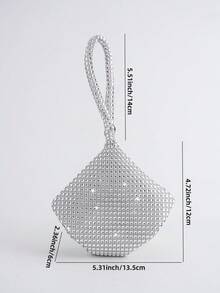 Mini Party Clutch Bag With Rhinestone Decor, Elegant Handbag For Attending Events, Sophisticated Wristlet Purse, Versatile Fashion Small Handbag - Silver - View 6