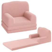 Sofá para niños, 2 en 1, cómodo sofá Plegable para Tumbona, Silla de Espuma para niños con Sherpa Suave, Regalo para niñas y niños (Corona Rosada, Grande) - Rosa - Ver 7