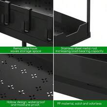 SAMODRA Under Sink Organizers and Storage Kitchen Cabinet Storage 2 Tier Drawer Pull-Able Basket Organizer Bathroom Storage Rack with Hooks DIY Removable Dividers Black-Double Drawer-2 Pack - Blanco-03 - Ver 2