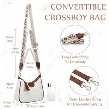 Shoulder Bag For Women Small Vegan Leather  Quilted Crescent Crossbody Purse Hobo Bag  Under The Arm Handbag - Beige - View 3