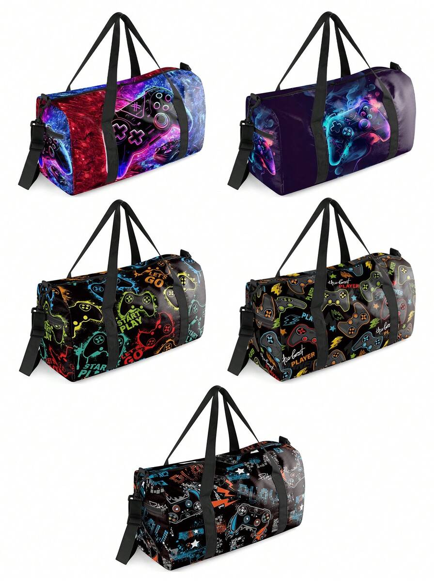 Kids Game Controller Print Travel Duffel -Spacious Lightweight Polyester Carry-On Bag Boys & Girls - Ideal For Gym, Dance, Weekend Trips, Parties - one-size - View 1